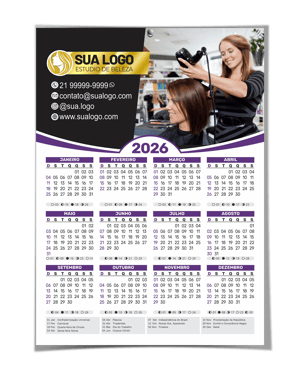 Calendário de Parede 2026 (31X46CM) Personalizado