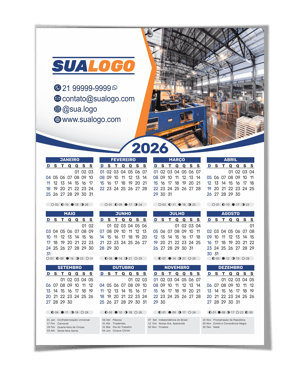 Calendário de Parede 2026 A4 - 20x30 Personalizado