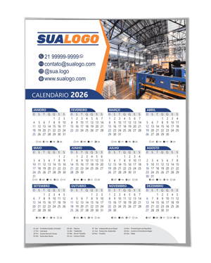 Calendário de Parede 2026 A4 - 20x30 Personalizado