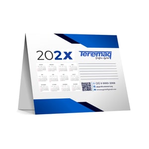 Calendário de Mesa 2026 Personalizado. Couchê 250g 18x12cm Fechado.