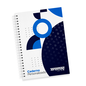 Caderno Capa Flexível Personalizado 50 - Folhas 75g A5 (15x21cm) Frente e Verso Brilho ou Fosco Capa Dura + Wire-O 