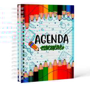 Agenda escolar 2026 capa dura 15x20 colorido laminação corte reto 