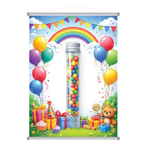 BANNER TUBETE  Tamanho: 60X100 4x0 Brilho Madeira e cordinha 