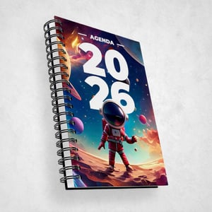 AGENDA 2026 Capa dura em PS 1mm. Miolo padrão papel offset 75g. 15 x 21 cm 4/0 Sem Revestimento Encadernação Espiral Imagem meramente ilustrativa