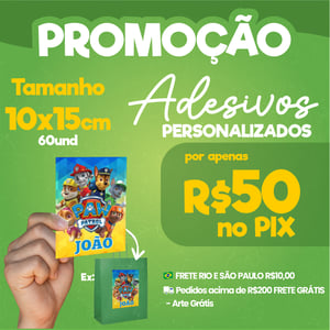 60 Adesivos vinil 10x15 personalizado a prova dágua      