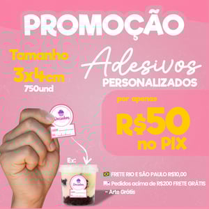 750 Adesivos Lacre com Data e Sabor em vinil 3x4 personalizado a prova dágua      