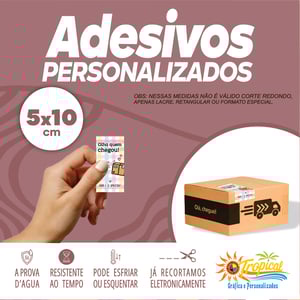 adesivo 5x10 Vinil Adesivo a prova dágua 5x10 Impressão Frente Brilho ou Fosco Retangular ou especial Personalizado