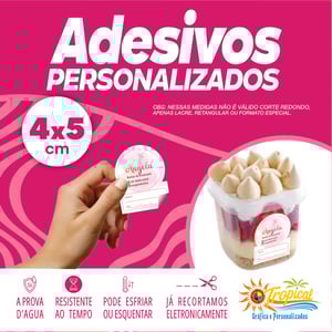Adesivo Data e Sabor 4x5 Vinil Adesivo a prova dágua 4x5 Impressão Frente Brilho ou Fosco Retangular ou especial Personalizado