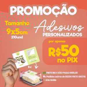 210 Adesivos vinil 9x5 personalizado a prova dágua      