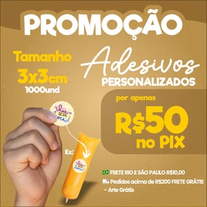 1000 Adesivos vinil 3x3 personalizado a prova dágua      
