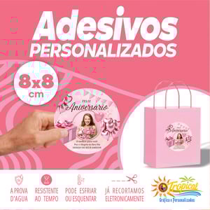 Adesivo 8x8 Vinil Adesivo a prova dágua 8x8 Impressão Frente Brilho ou Fosco Quadrado, Redondo ou Especial ( so destacar e colar) Personalizado