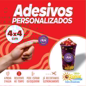 Adesivo 4x4 Vinil Adesivo a prova dágua 4x4 Impressão Frente Brilho ou Fosco Quadrado, Redondo ou Especial ( so destacar e colar) Personalizado