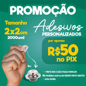 2000 Adesivos vinil 2x2 personalizado a prova dágua      