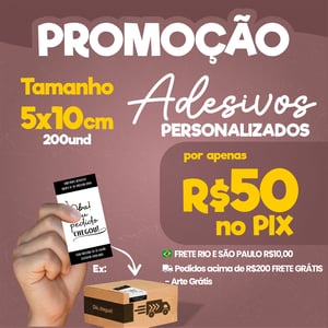200 Adesivos vinil 5x10 personalizado a prova dágua      