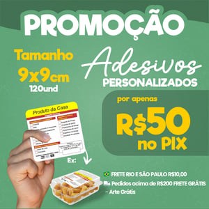 120 Adesivos vinil 9x9 personalizado a prova dágua      