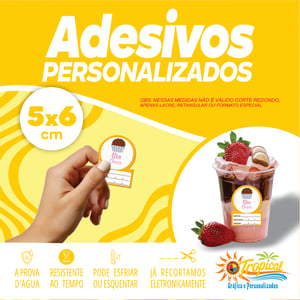 Adesivo Data e Sabor 5x6 Vinil Adesivo a prova dágua 5x6 Impressão Frente Brilho ou Fosco Retangular ou especial Personalizado
