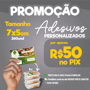 260 Adesivos vinil 7x5 personalizado a prova dágua      