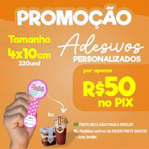 220 Adesivos Lacre vinil 4x10 personalizado a prova dágua      