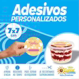 Adesivo 7x7 Vinil Adesivo a prova dágua 7x7 Impressão Frente Brilho ou Fosco Quadrado, Redondo ou Especial ( so destacar e colar) Personalizado