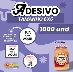 Adesivo 6x6 promoção 1000 unidades      