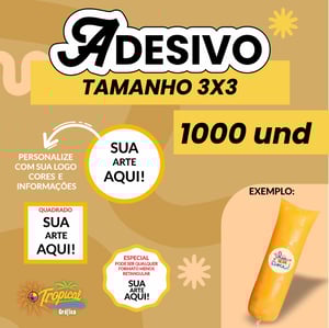 Adesivo 3x3 promoção 1000 unidades      