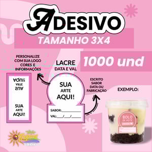 Adesivo lacre data e sabor 3x4 promoção 1000 unidades      