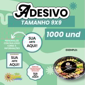 Adesivo 9x9 promoção 1000 unidades      