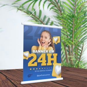 Banner M² 4X0 C/ VERNIZ  4X0  MADEIRA E CORDINHA 