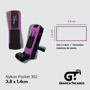 CARIMBO DE BOLSO POCKET - 302  3,6 X 1,4 CM    