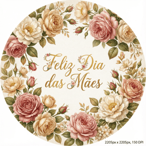 CAPA PAINEL REDONDO DIA DAS MÃES | TECIDO PREMIUM  | VÁRIOS MODELOS - 1.50X1.50M E 50X50CM