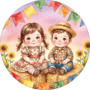 CAPA PAINEL REDONDO FESTA JUNINA | TECIDO PREMIUM  | VÁRIOS MODELOS - 1.50X1.50M E 50X50CM