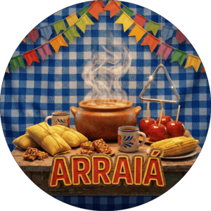 CAPA PAINEL REDONDO FESTA JUNINA | TECIDO PREMIUM  | VÁRIOS MODELOS - 1.50X1.50M E 50X50CM