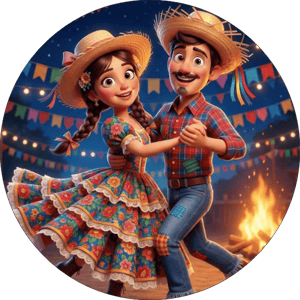 CAPA PAINEL REDONDO FESTA JUNINA | TECIDO PREMIUM  | VÁRIOS MODELOS - 1.50X1.50M E 50X50CM