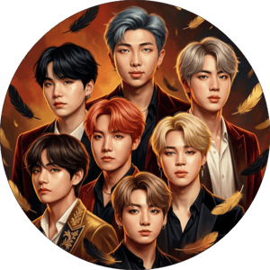 CAPA PAINEL REDONDO KPOP BTS| TECIDO PREMIUM  | VÁRIOS MODELOS - 1.50X1.50M E 50X50CM