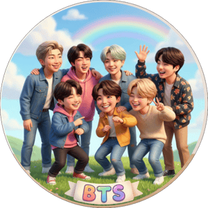 CAPA PAINEL REDONDO KPOP BTS| TECIDO PREMIUM  | VÁRIOS MODELOS - 1.50X1.50M E 50X50CM