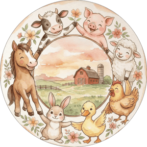 CAPA PAINEL REDONDO FAZENDINHA | TECIDO PREMIUM  | VÁRIOS MODELOS - 1.50X1.50M E 50X50CM