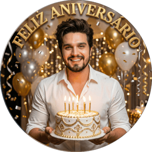 CAPA PAINEL REDONDO LUAN SANTANA | TECIDO PREMIUM  | VÁRIOS MODELOS - 1.50X1.50M E 50X50CM