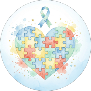 CAPA PAINEL REDONDO ABRIL AZUL  AUTISMO | TECIDO PREMIUM  | VÁRIOS MODELOS - 1.50X1.50M E 50X50CM