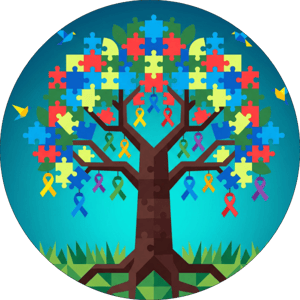 CAPA PAINEL REDONDO ABRIL AZUL  AUTISMO | TECIDO PREMIUM  | VÁRIOS MODELOS - 1.50X1.50M E 50X50CM