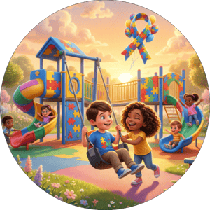 CAPA PAINEL REDONDO ABRIL AZUL  AUTISMO | TECIDO PREMIUM  | VÁRIOS MODELOS - 1.50X1.50M E 50X50CM