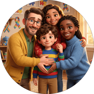 CAPA PAINEL REDONDO ABRIL AZUL  AUTISMO | TECIDO PREMIUM  | VÁRIOS MODELOS - 1.50X1.50M E 50X50CM