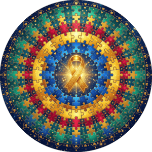 CAPA PAINEL REDONDO ABRIL AZUL  AUTISMO | TECIDO PREMIUM  | VÁRIOS MODELOS - 1.50X1.50M E 50X50CM