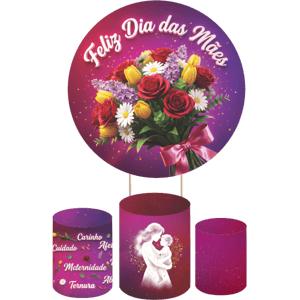 KIT CAPA PAINEL REDONDO E CILÍNDROS DIA DAS MÃES | TECIDO PREMIUM  | VÁRIOS MODELOS.