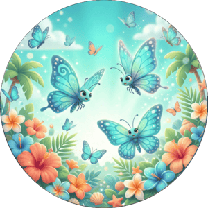 CAPA PAINEL REDONDO BORBOLETA | TECIDO PREMIUM  | VÁRIOS MODELOS - 1.50X1.50M E 50X50CM