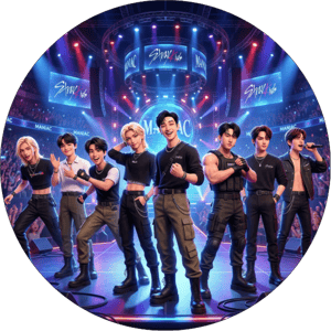 CAPA PAINEL REDONDO KPOP STRAY KIDS | TECIDO PREMIUM  | VÁRIOS MODELOS - 1.50X1.50M E 50X50CM