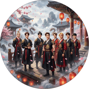 CAPA PAINEL REDONDO KPOP STRAY KIDS | TECIDO PREMIUM  | VÁRIOS MODELOS - 1.50X1.50M E 50X50CM