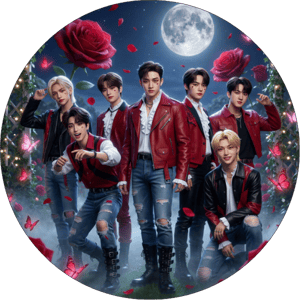 CAPA PAINEL REDONDO KPOP STRAY KIDS | TECIDO PREMIUM  | VÁRIOS MODELOS - 1.50X1.50M E 50X50CM