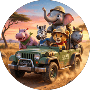 CAPA PAINEL REDONDO SAFARI | TECIDO PREMIUM  | VÁRIOS MODELOS - 1.50X1.50M E 50X50CM