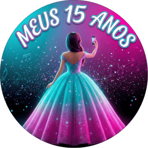 CAPA PAINEL REDONDO 15 ANOS | TECIDO PREMIUM  | VÁRIOS MODELOS - 1.50X1.50M E 50X50CM