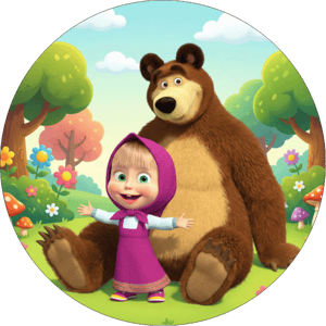 CAPA PAINEL REDONDO MASHA E O URSO | TECIDO PREMIUM  | VÁRIOS MODELOS - 1.50X1.50M E 50X50CM